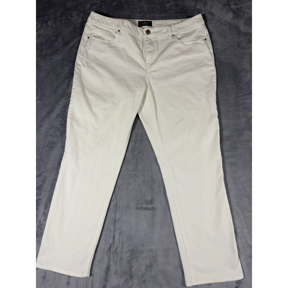 Chicos So Slimming Ankle Pants White Denim Straight Leg Size 1.5 570142827